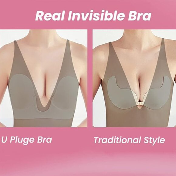 TITU Nude Deep Plunge Strapless Backless Bra 👗 Invisible Push-Up Adhesive Bra - Picture 7 of 7